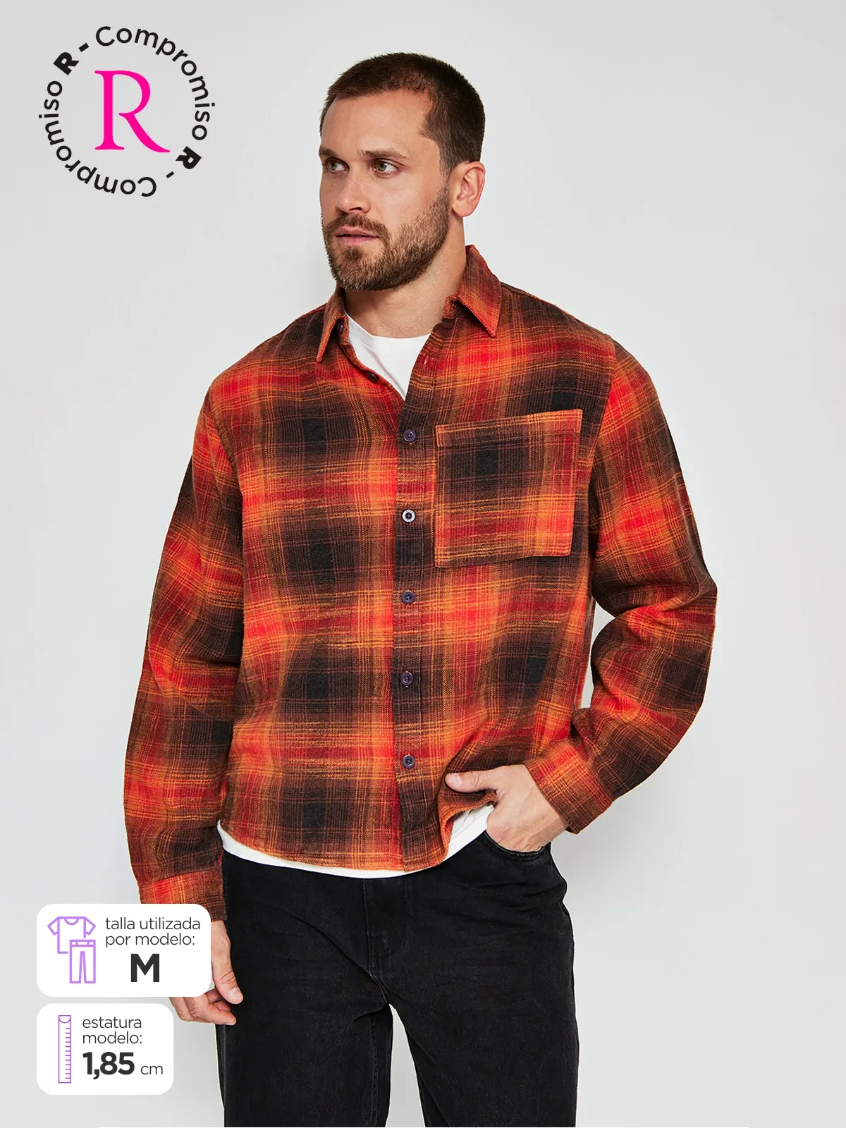 CAMISA HOMBRE INDEX MANGA LARGA CUADROS FRANELA - 1