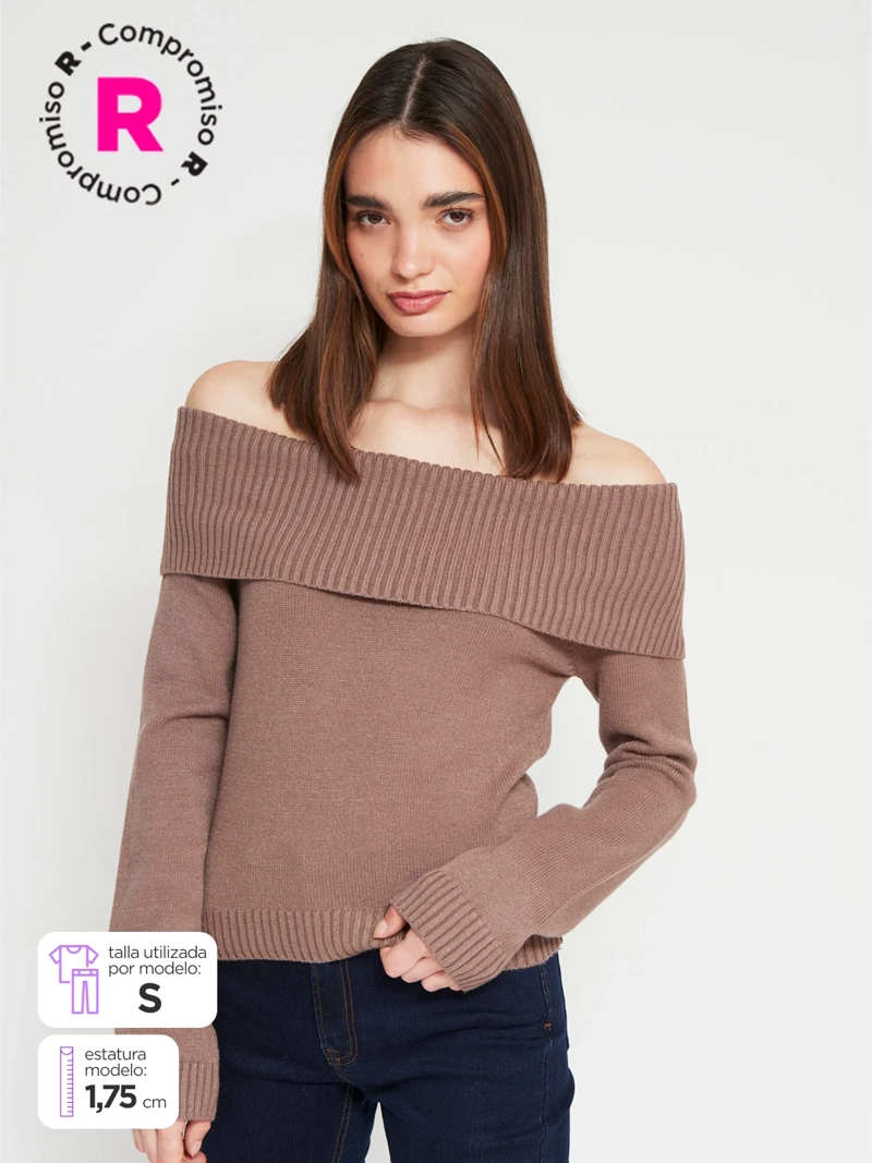 SWEATER MUJER INDEX MANGA LARGA BARDOT - 1