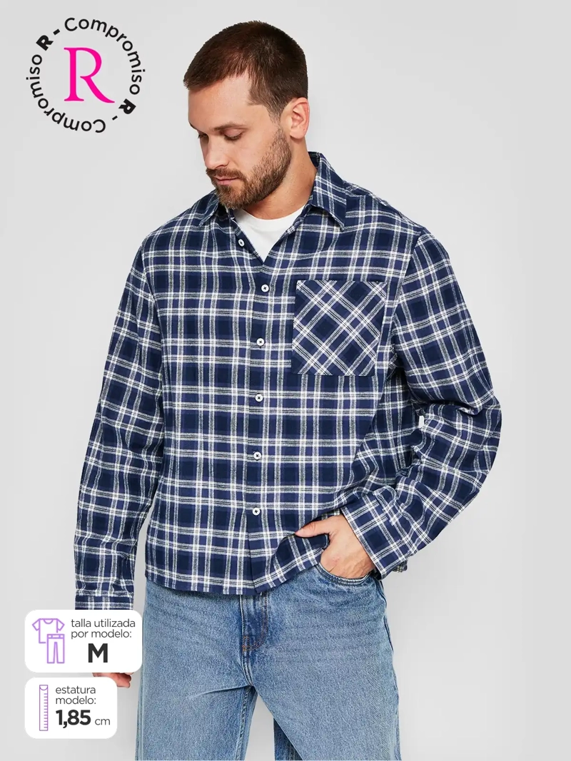 CAMISA HOMBRE INDEX MANGA LARGA CUADROS FRANELA - 1