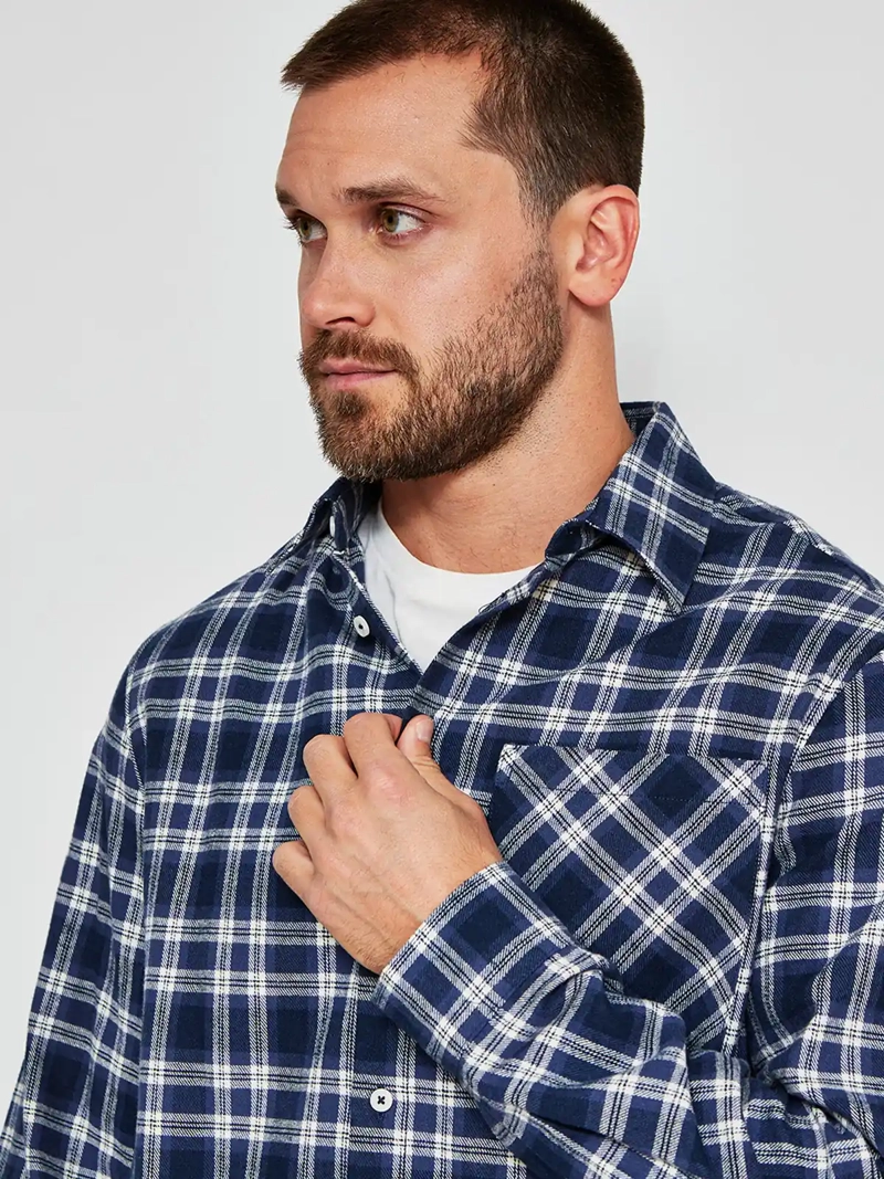 CAMISA HOMBRE INDEX MANGA LARGA CUADROS FRANELA - 3