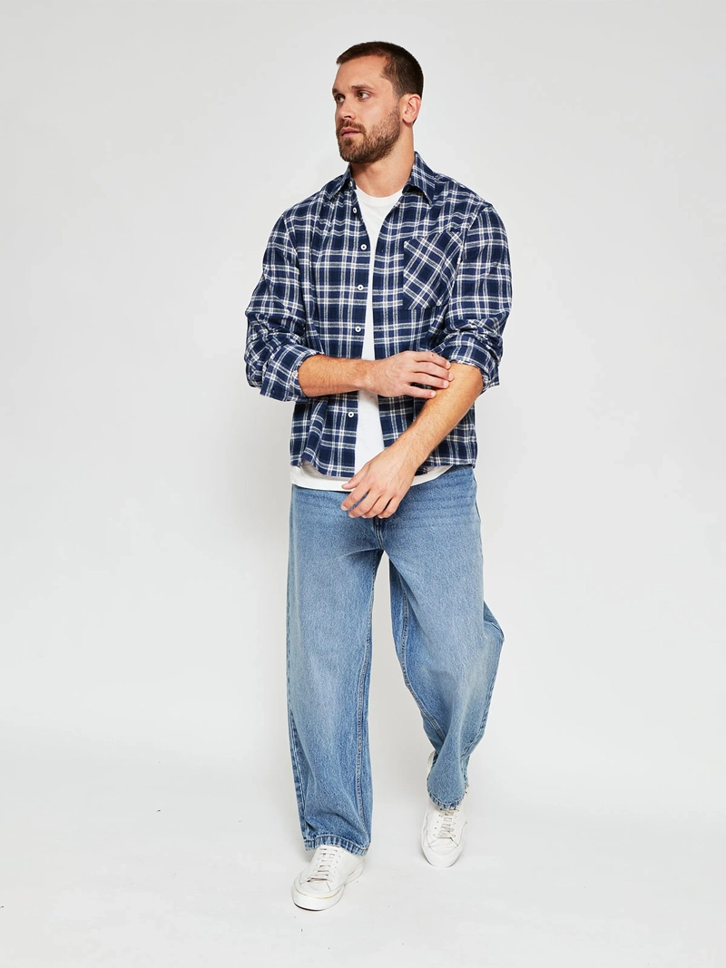 CAMISA HOMBRE INDEX MANGA LARGA CUADROS FRANELA - 4