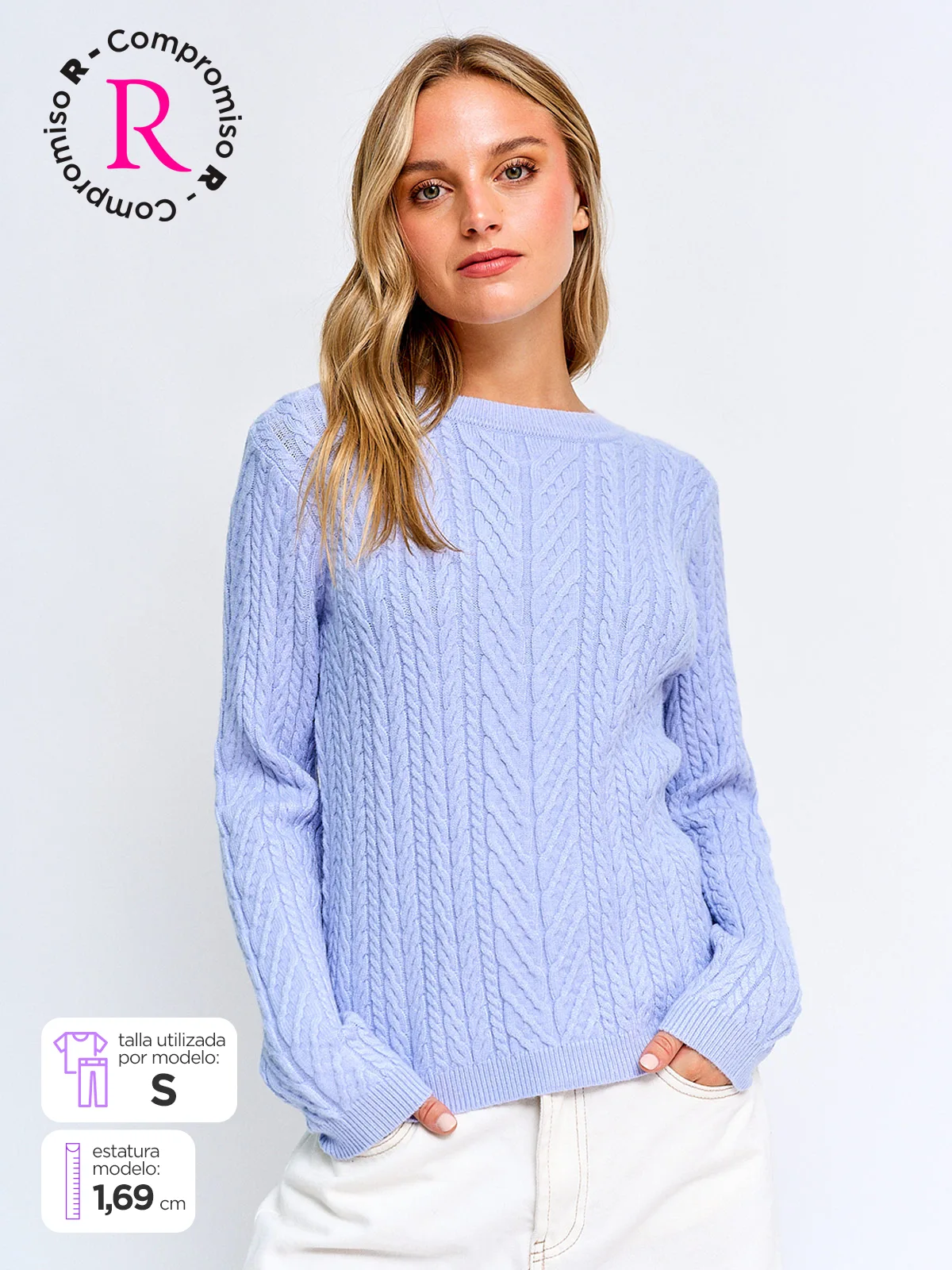 SWEATER MUJER INDEX MANGA LARGA TRENZAS - 1