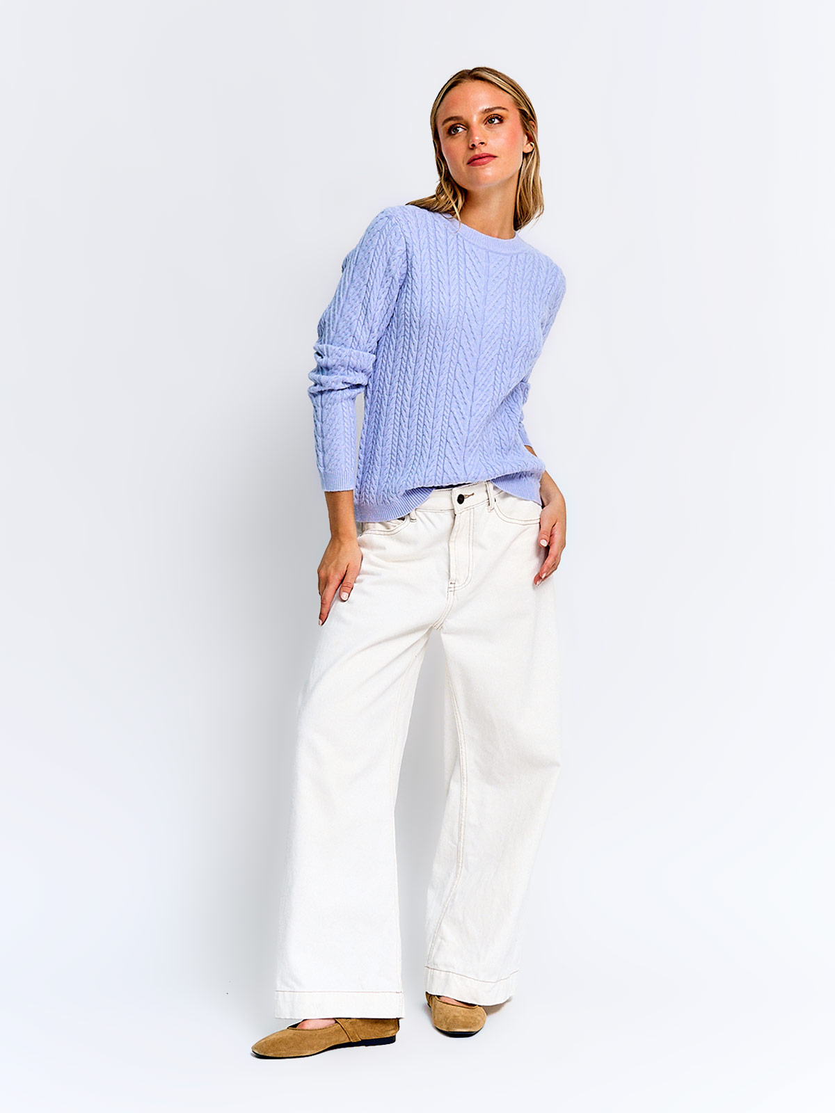 SWEATER MUJER INDEX MANGA LARGA TRENZAS - 4