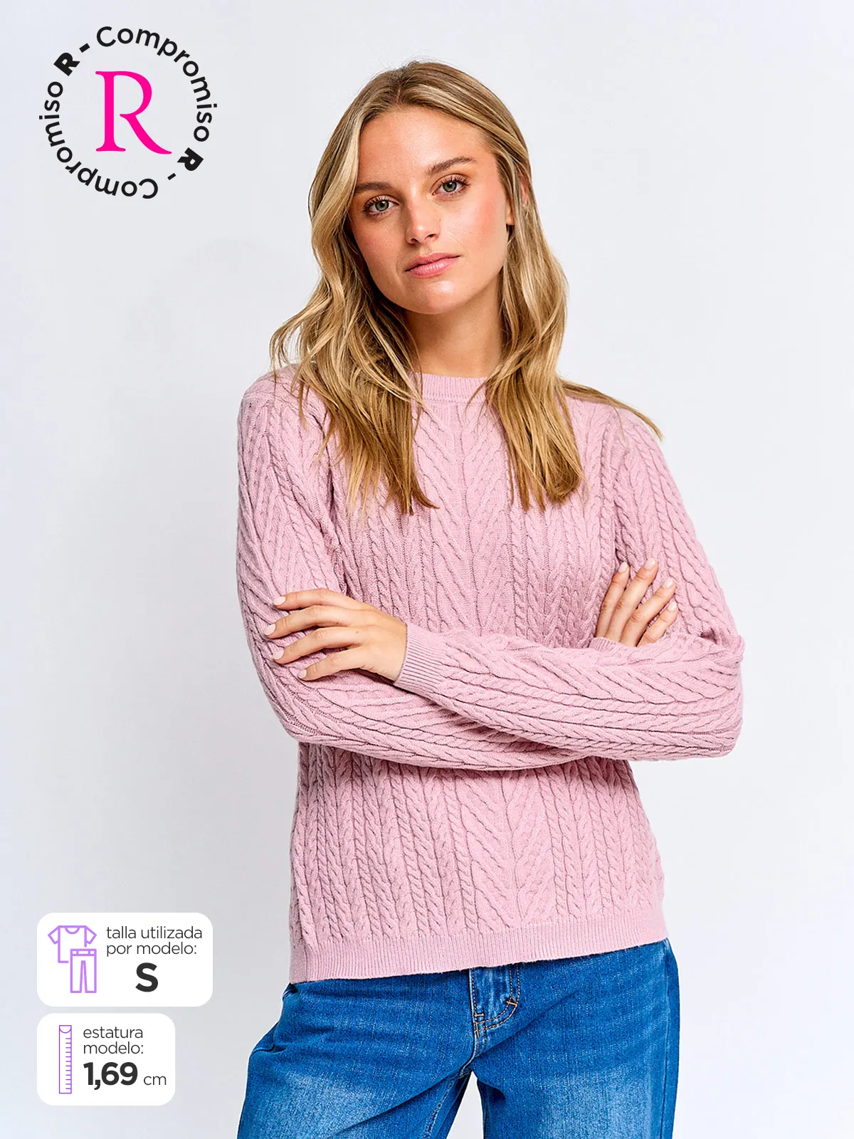 SWEATER MUJER INDEX MANGA LARGA TRENZAS - 1