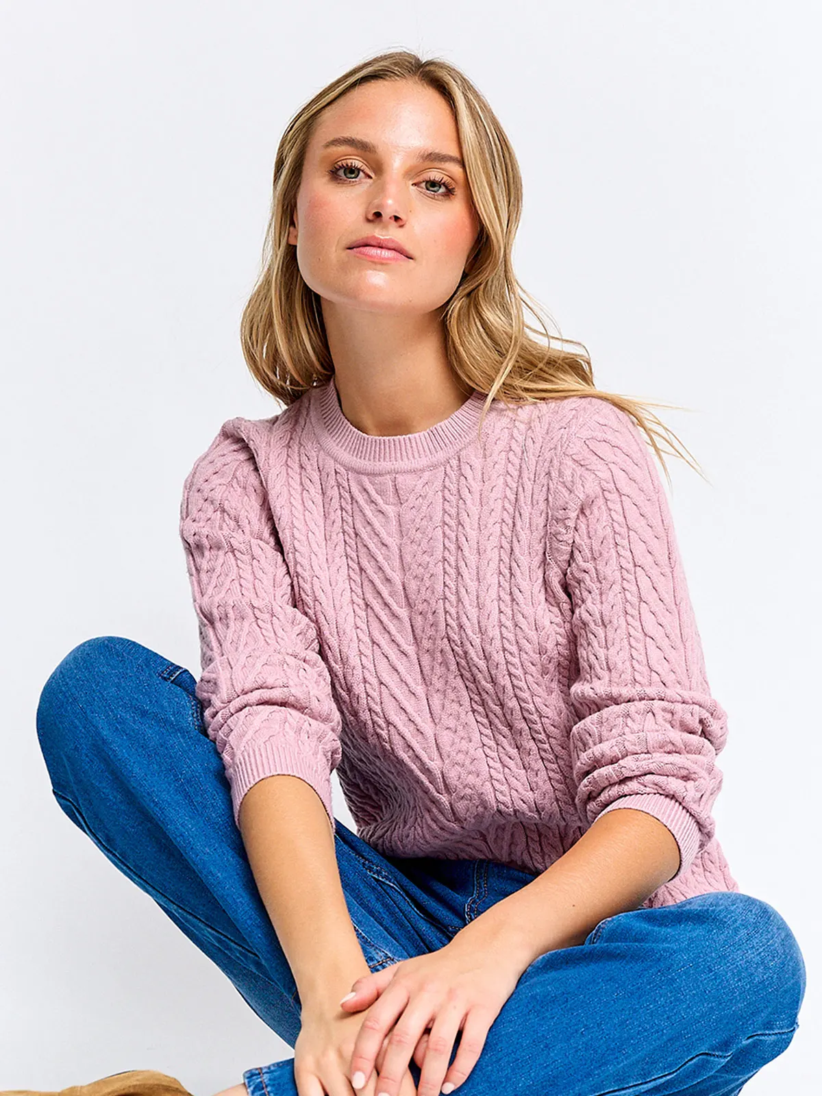 SWEATER MUJER INDEX MANGA LARGA TRENZAS - 4