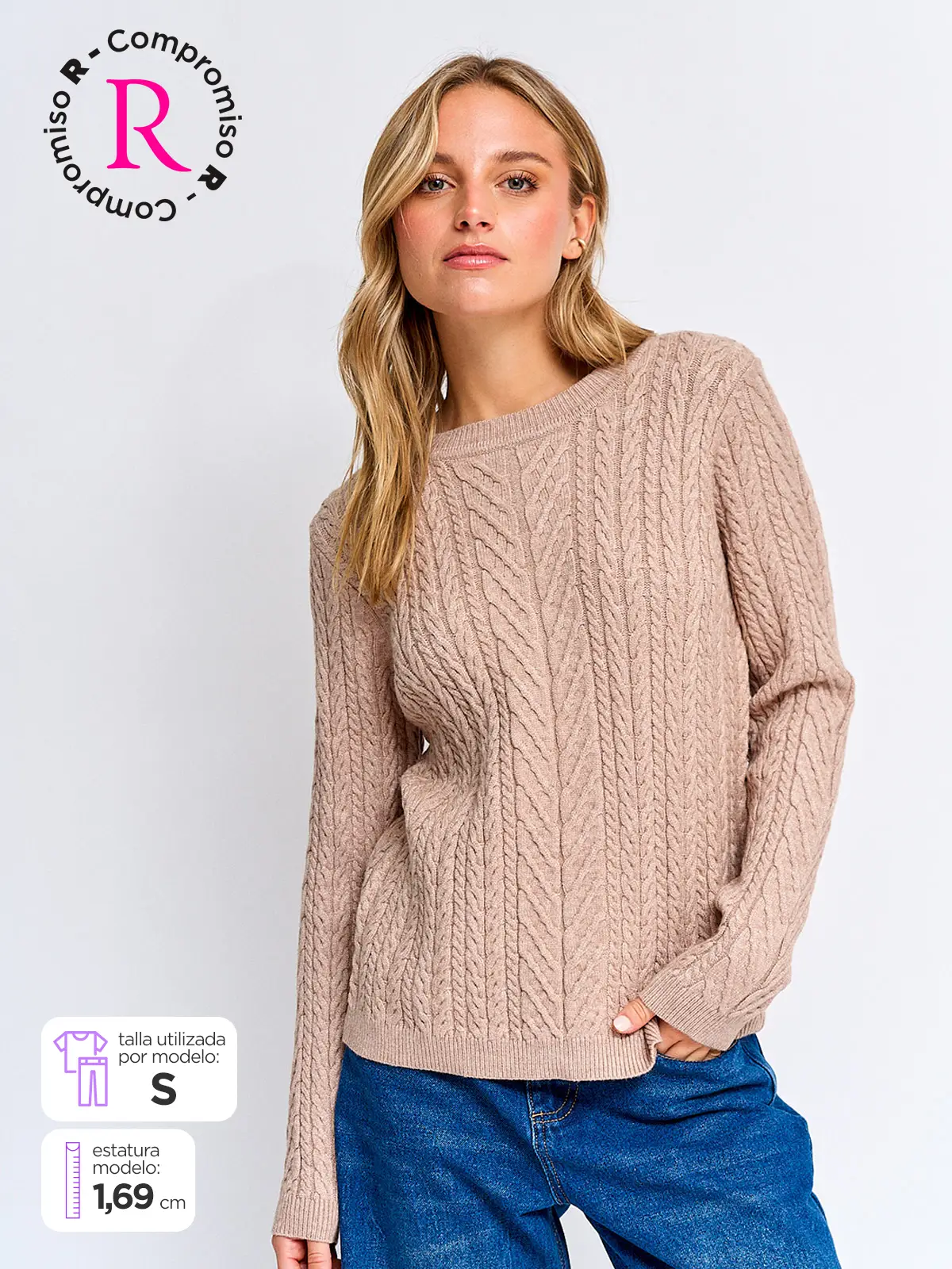 SWEATER MUJER INDEX MANGA LARGA TRENZAS - 1