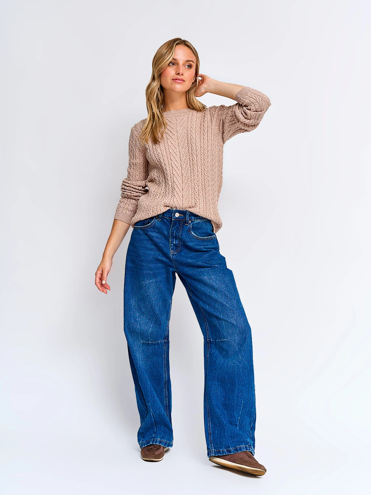 SWEATER MUJER INDEX MANGA LARGA TRENZAS - 4