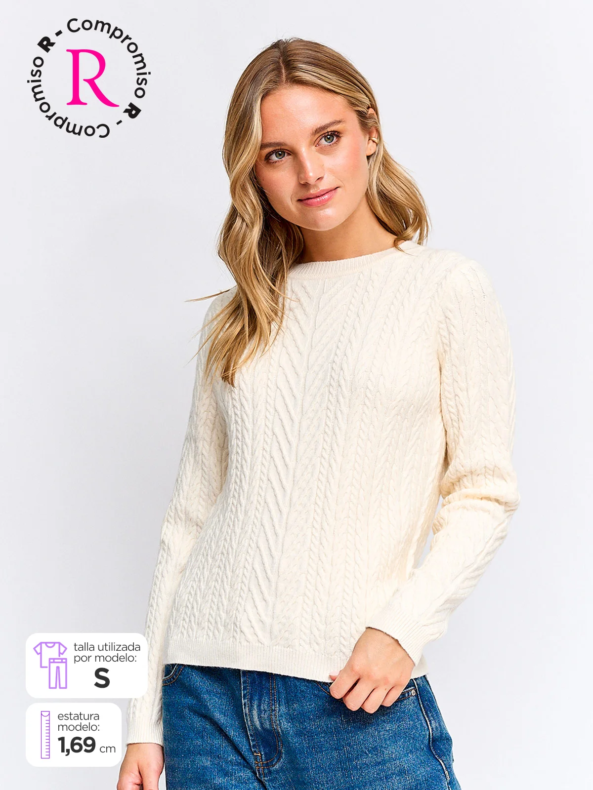 SWEATER MUJER INDEX MANGA LARGA TRENZAS - 1