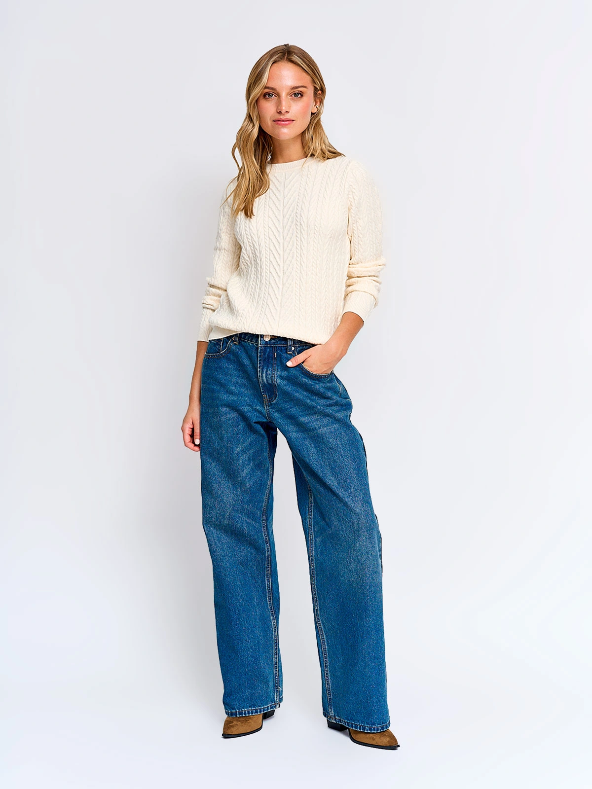 SWEATER MUJER INDEX MANGA LARGA TRENZAS - 3