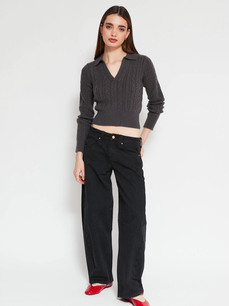 SWEATER MUJER INDEX CUELLO POLO MANGA LARGA TRENZADO - 4