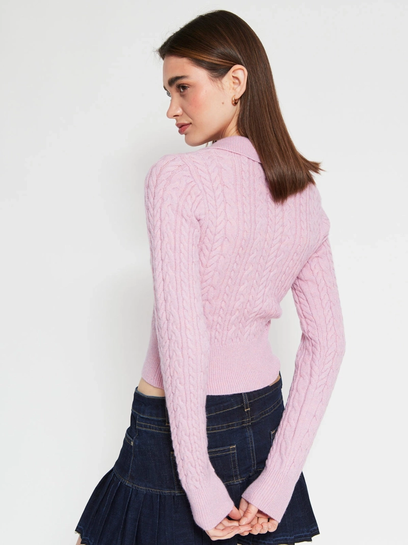 SWEATER MUJER INDEX CUELLO POLO MANGA LARGA TRENZADO - 2