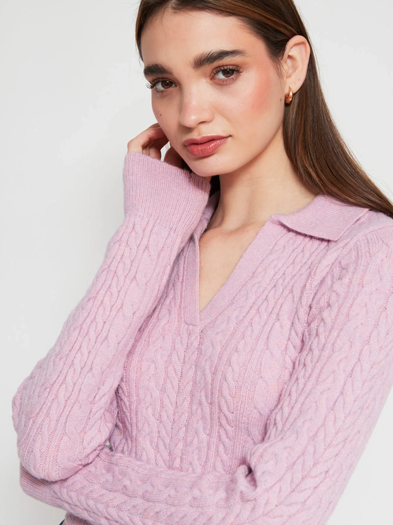SWEATER MUJER INDEX CUELLO POLO MANGA LARGA TRENZADO - 3