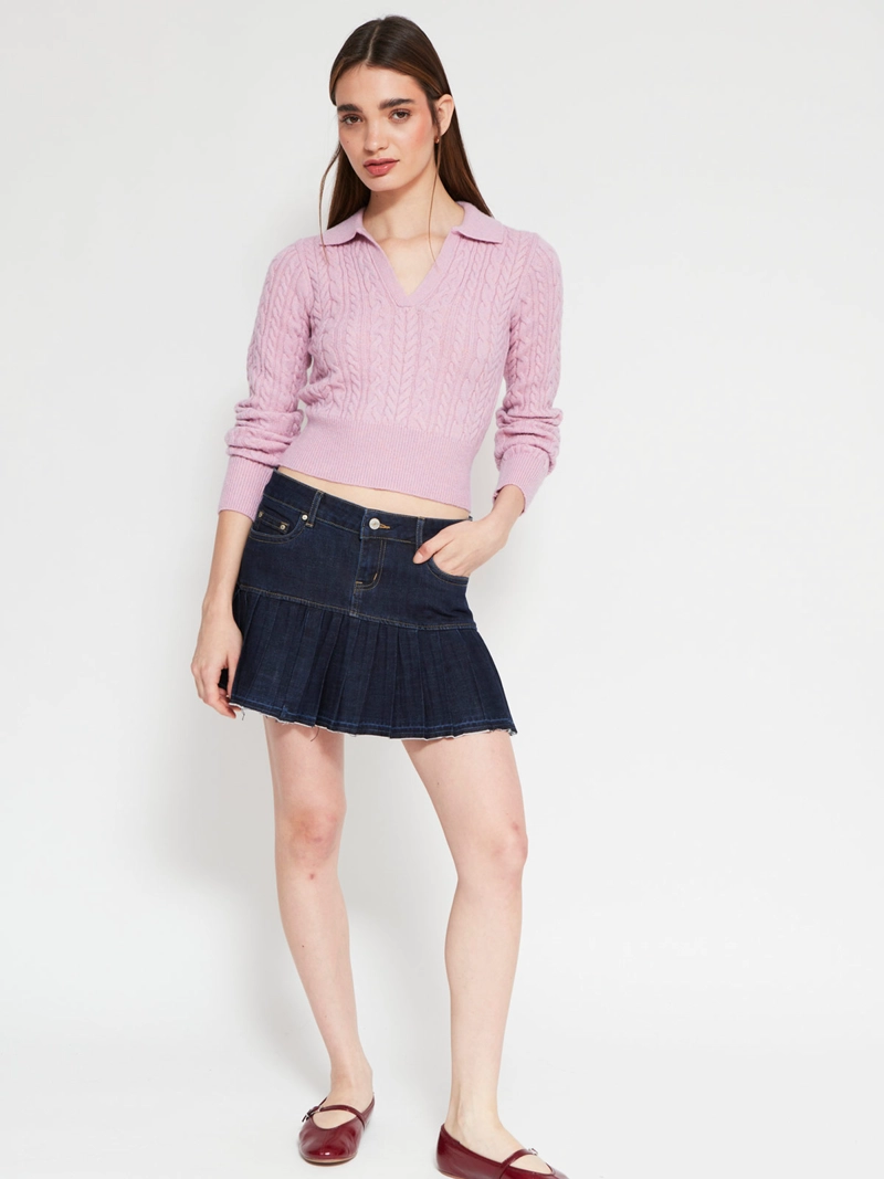 SWEATER MUJER INDEX CUELLO POLO MANGA LARGA TRENZADO - 4