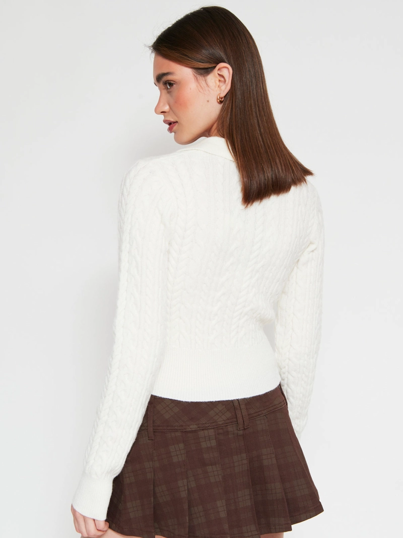 SWEATER MUJER INDEX CUELLO POLO MANGA LARGA TRENZADO - 2
