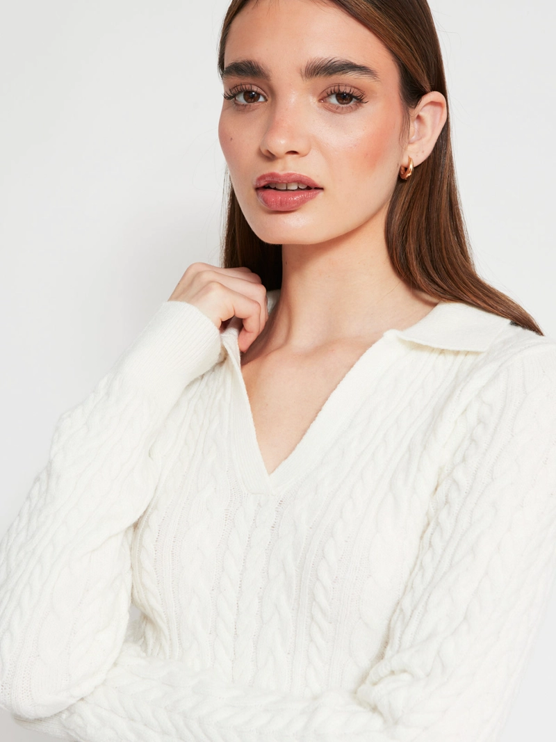 SWEATER MUJER INDEX CUELLO POLO MANGA LARGA TRENZADO - 3