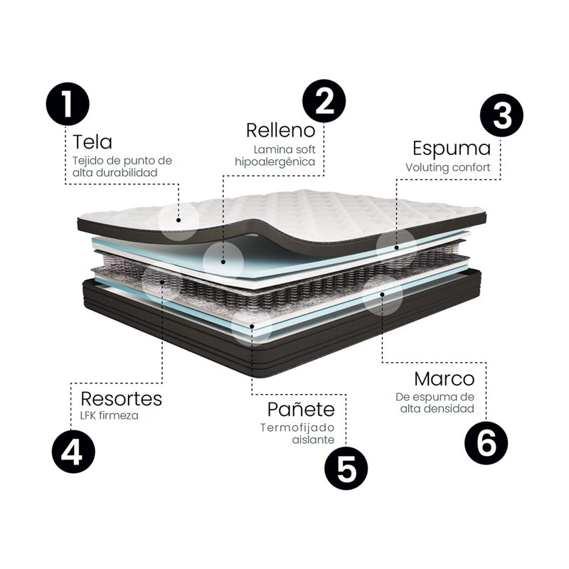 CAMA EUROPEA FLEX EUROPEDIC DUAL 2 PLAZAS + SET LORRAINE CAFÉ - 2