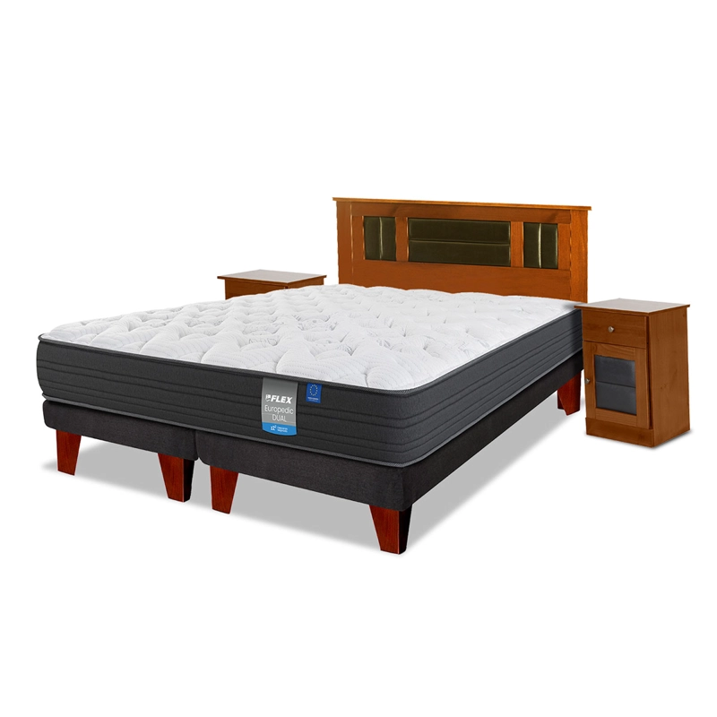 CAMA EUROPEA FLEX EUROPEDIC DUAL KING + SET LORRAINE CAFÉ - 1