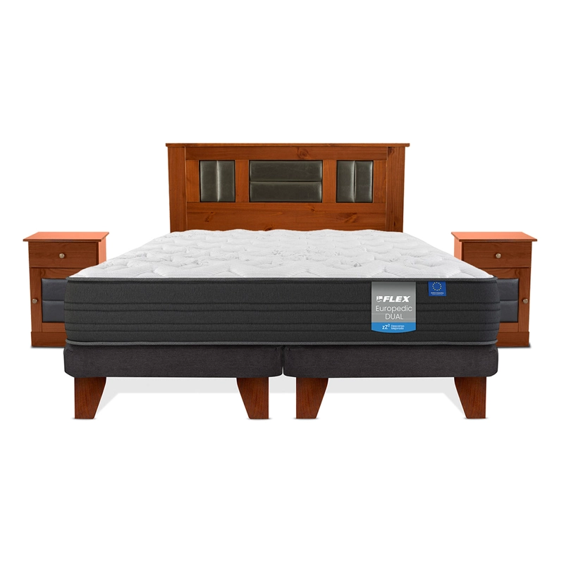 CAMA EUROPEA FLEX EUROPEDIC DUAL KING + SET LORRAINE CAFÉ - 3