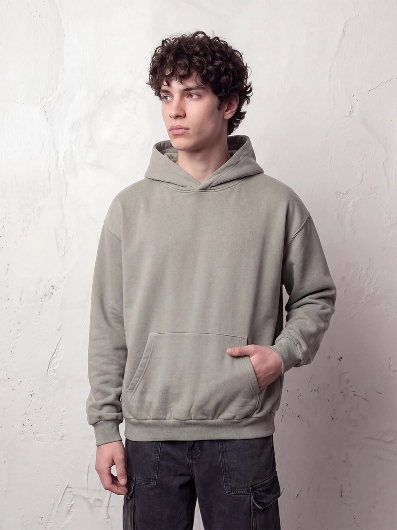 POLERÓN HOMBRE INDEX ALGODÓN GORRO LAVADO OVERSIZE - 1