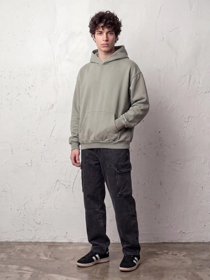 POLERÓN HOMBRE INDEX ALGODÓN GORRO LAVADO OVERSIZE - 3