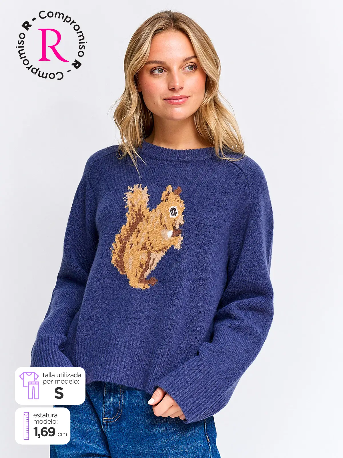 SWEATER MUJER INDEX MANGA LARGA CALADO