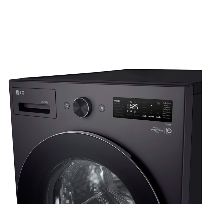LAVADORA SECADORA CARGA FRONTAL LG WD20EGNTSPG 20KG 10KG NEGRO - 8