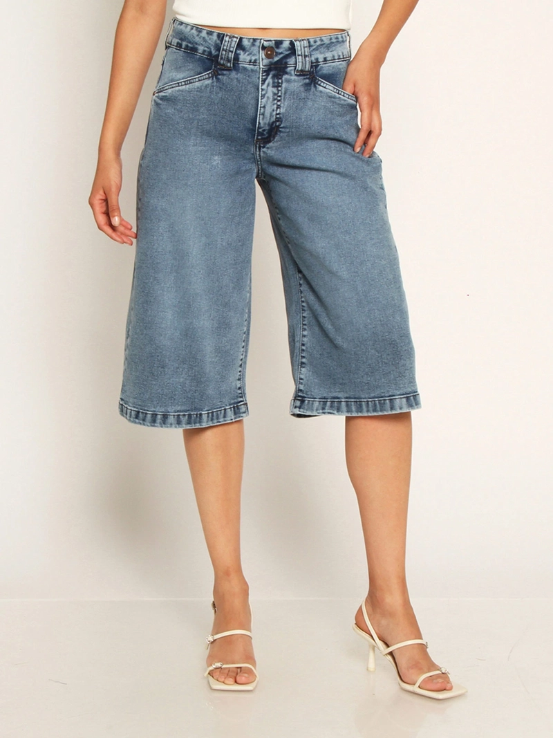 BERMUDA MUJER WADOS ALGODÓN TIRO ALTO DENIM - 2