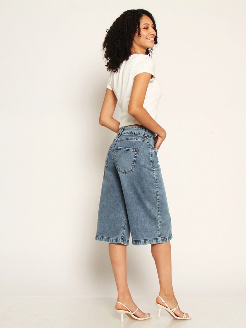BERMUDA MUJER WADOS ALGODÓN TIRO ALTO DENIM - 3