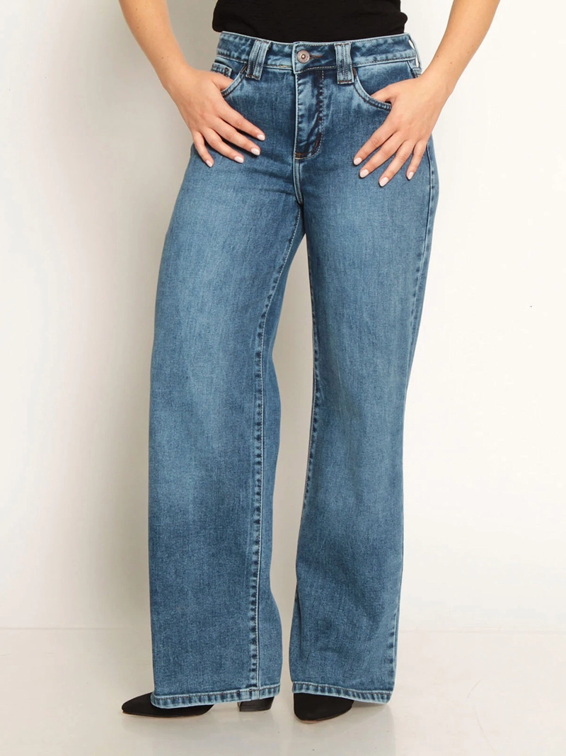 JEANS MUJER WADOS ALGODÓN WIDE LEG TIRO BAJO - 2