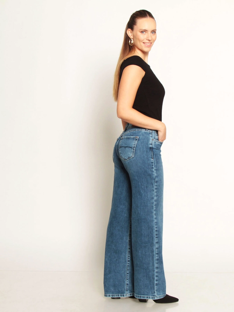 JEANS MUJER WADOS ALGODÓN WIDE LEG TIRO BAJO - 3