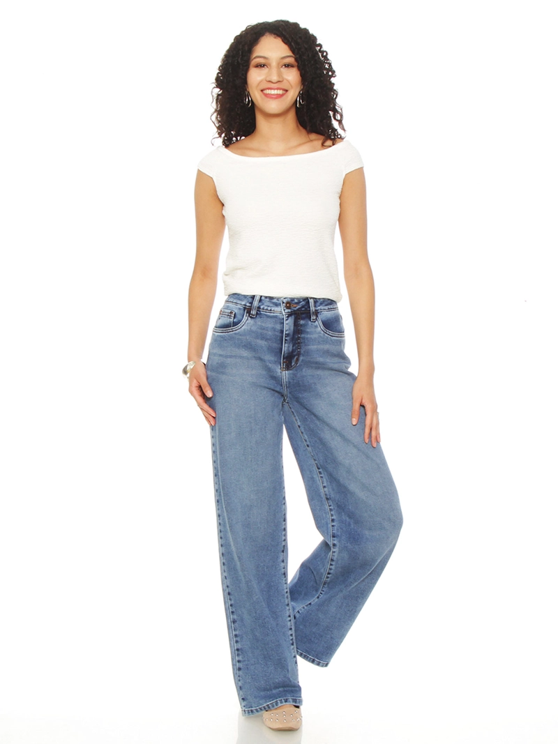 JEANS MUJER WADOS ALGODÓN WIDELEG TIRO ALTO - 1