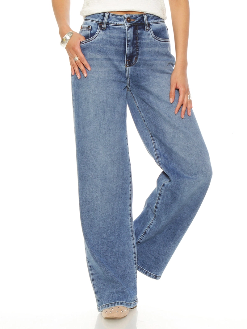 JEANS MUJER WADOS ALGODÓN WIDELEG TIRO ALTO - 2