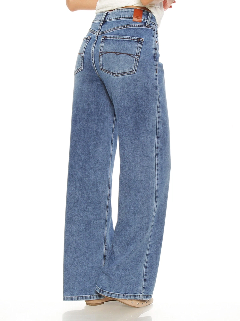 JEANS MUJER WADOS ALGODÓN WIDELEG TIRO ALTO - 4