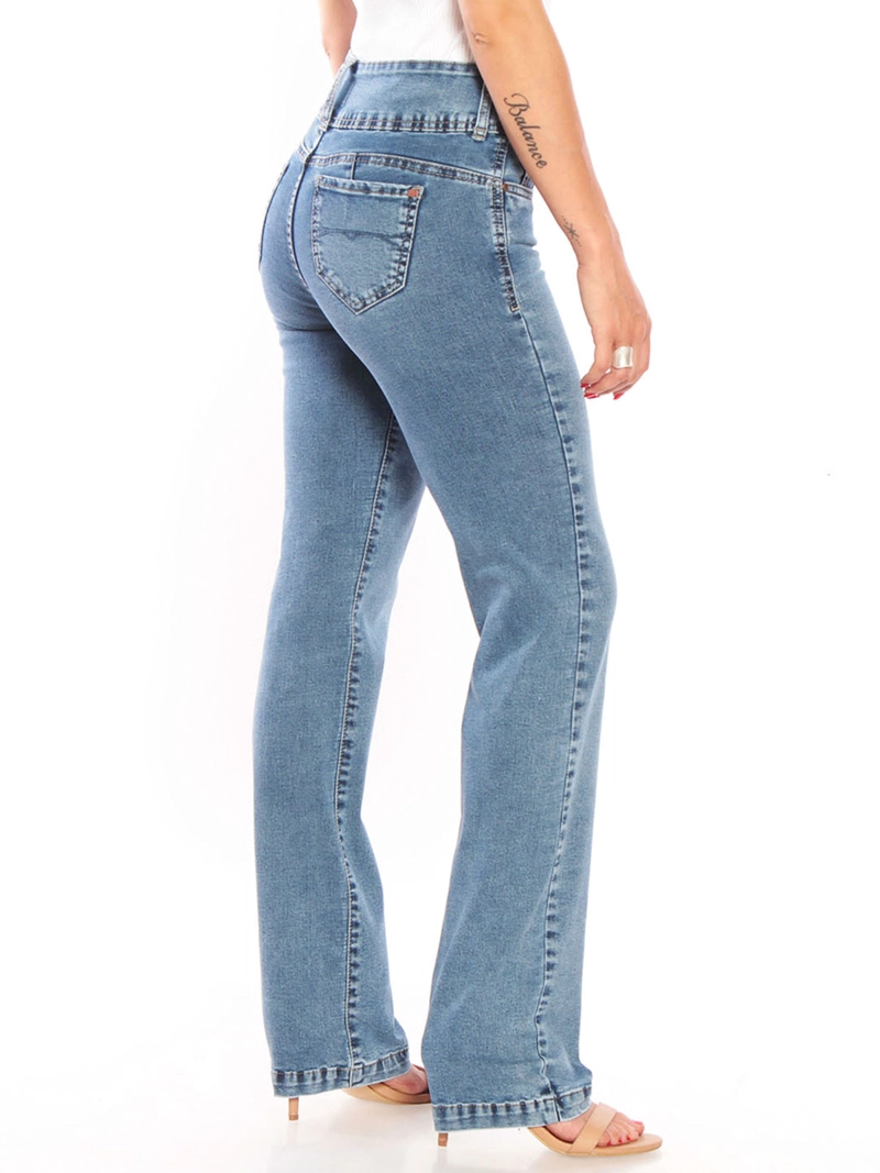 JEANS MUJER WADOS ALGODÓN RECTO TIRO ALTO BOTONES - 4