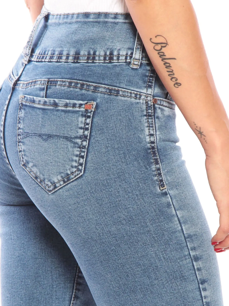 JEANS MUJER WADOS ALGODÓN RECTO TIRO ALTO BOTONES - 6