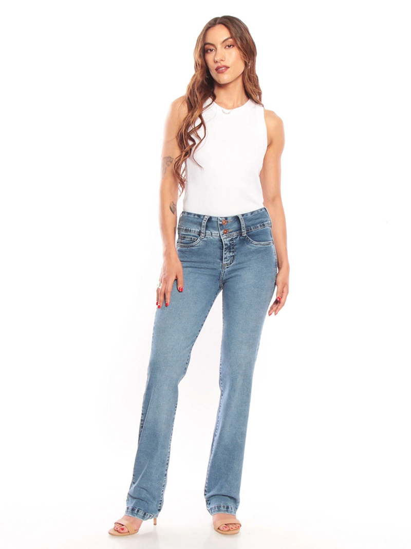 WADOS JEANS MUJER WADOS ALGODÓN RECTO TIRO ALTO BOTONES
