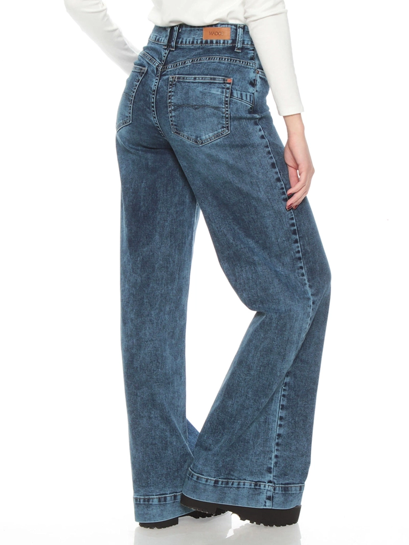 JEANS MUJER WADOS ALGODÓN WIDELEG TIRO ALTO PUSH UP - 4