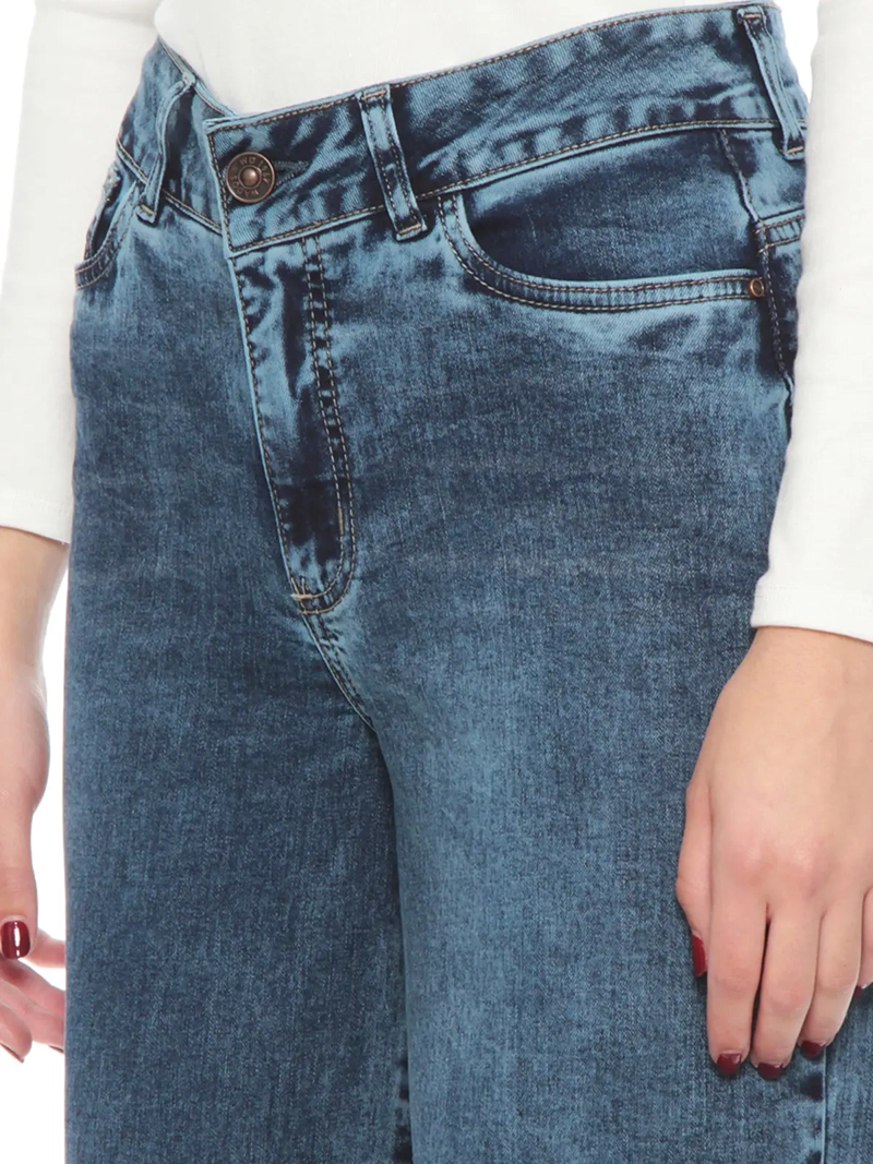 JEANS MUJER WADOS ALGODÓN WIDELEG TIRO ALTO PUSH UP - 5