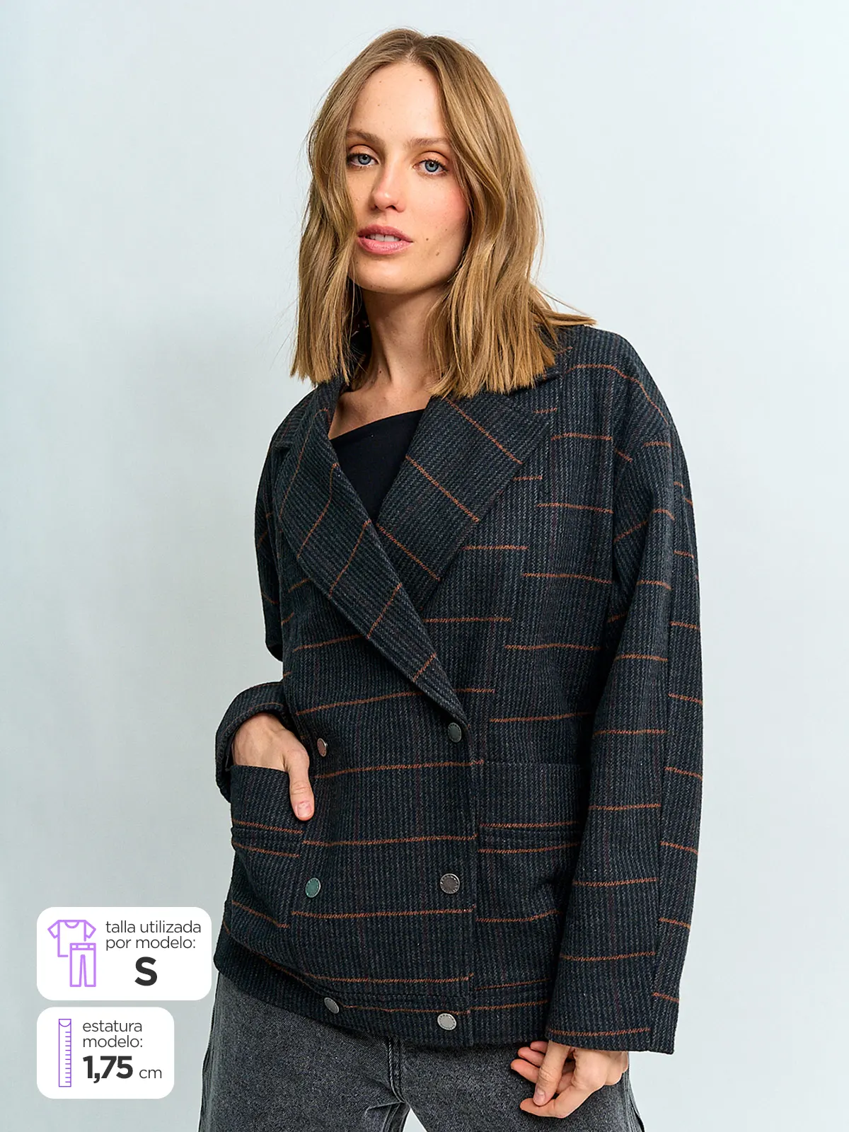 CHAQUETA MUJER BARBADOS CRUZADO CUADROS - 1