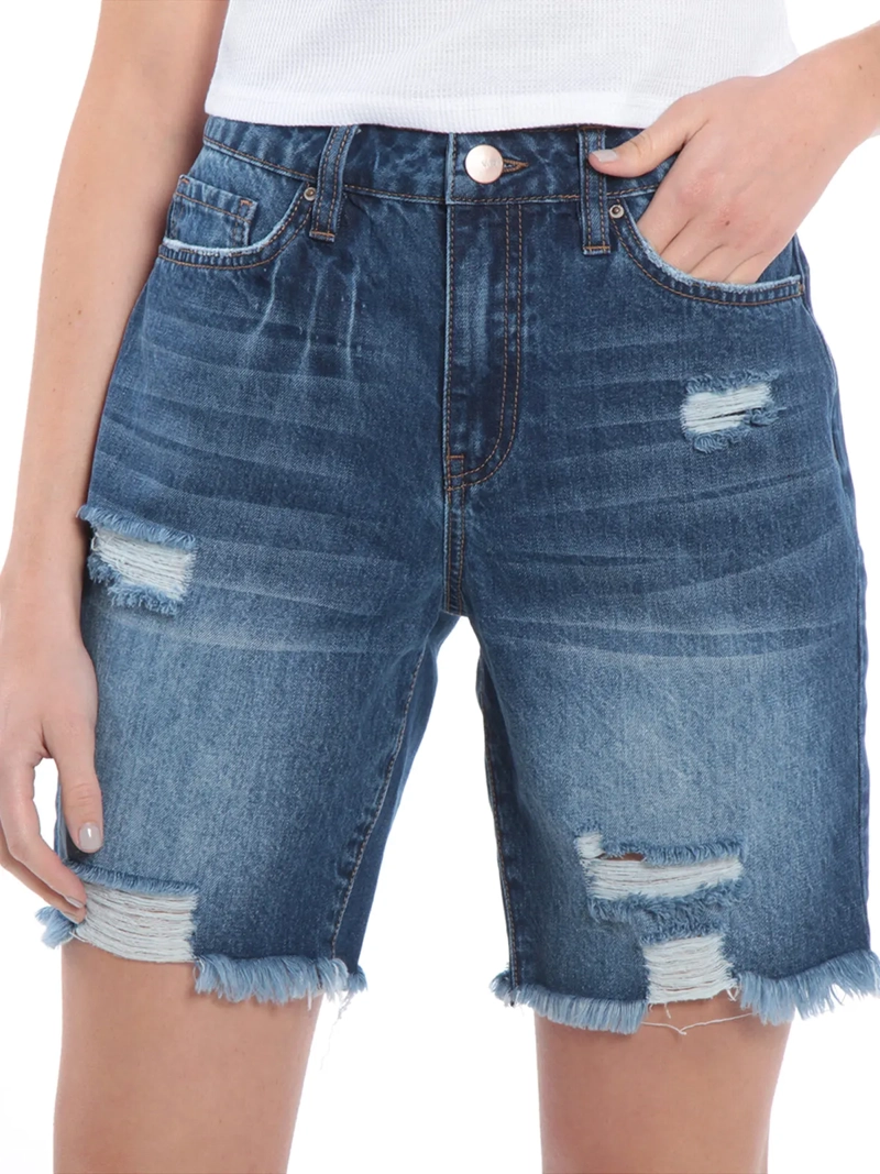 BERMUDA MUJER WADOS ALGODÓN TIRO ALTO DENIM DESFLECADO - 4