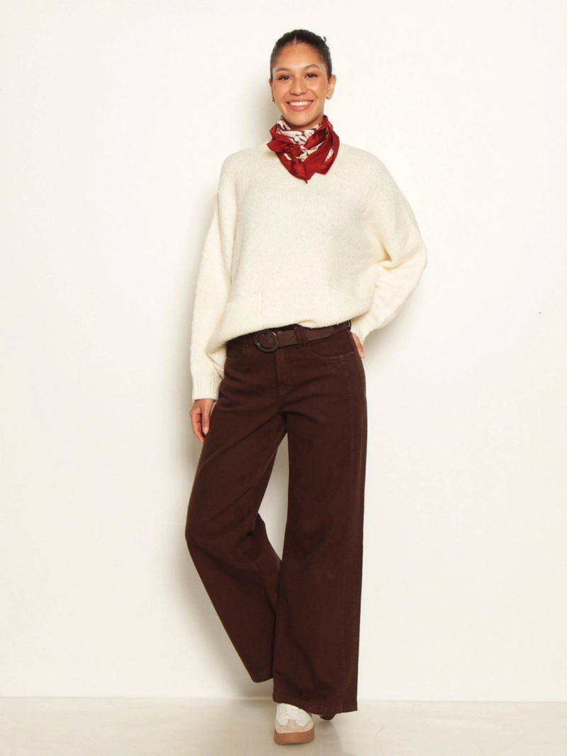 JEANS MUJER WADOS ALGODÓN WIDE TIRO MEDIO - 1