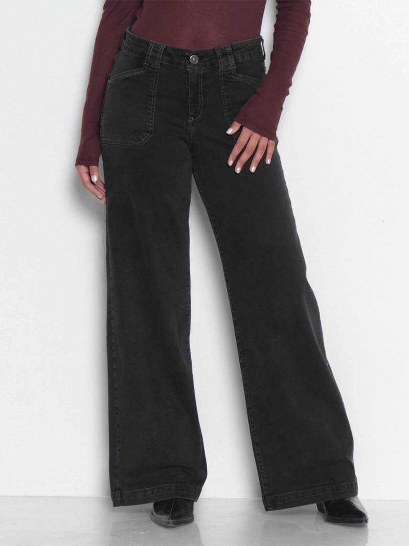 JEANS MUJER WADOS ALGODÓN WIDE CARGO TIRO MEDIO - 2
