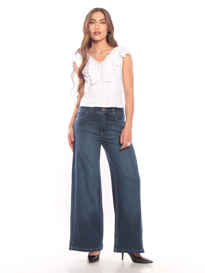 JEANS MUJER WADOS ALGODÓN WIDELEG TIRO ALTO - 1