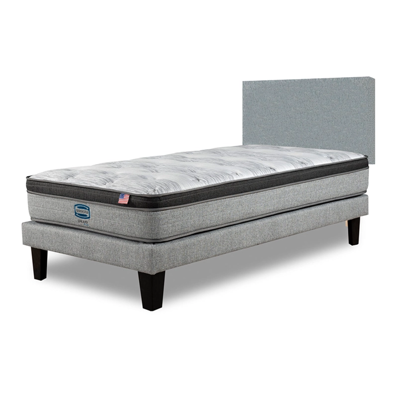 CAMA EUROPEA SIMMONS DREAMER PLUS 1.5 PLAZAS + RESPALDO PRAGA PLATA - 2