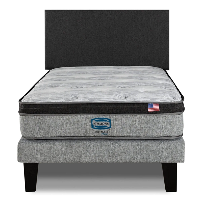 CAMA EUROPEA SIMMONS DREAMER PLUS 1.5 PLAZAS + RESPALDO PRAGA MARENGO - 1