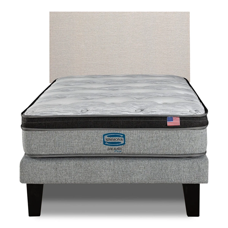 CAMA EUROPEA SIMMONS DREAMER PLUS 1.5 PLAZAS + RESPALDO PRAGA ARENA - 1