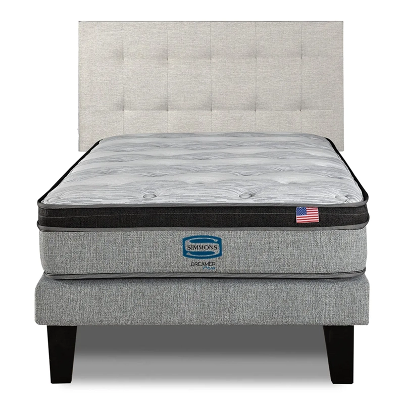 CAMA EUROPEA SIMMONS DREAMER PLUS 1.5 PLAZAS + RESPALDO URBAN ARENA - 1