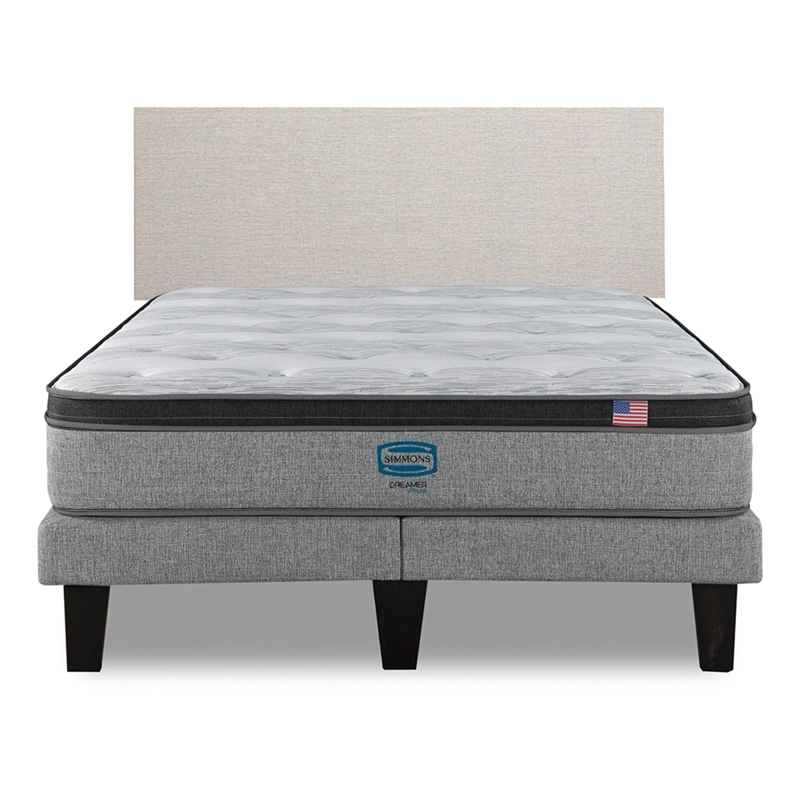 CAMA EUROPEA SIMMONS DREAMER PLUS 2 PLAZAS + RESPALDO PRAGA ARENA - 1