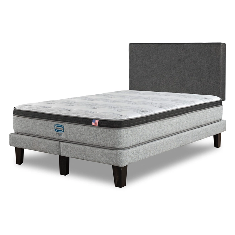 CAMA EUROPEA SIMMONS DREAMER PLUS 2 PLAZAS + RESPALDO PRAGA GRIS - 2