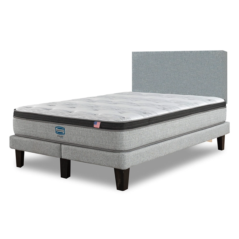 CAMA EUROPEA SIMMONS DREAMER PLUS 2 PLAZAS + RESPALDO PRAGA PLATA - 2